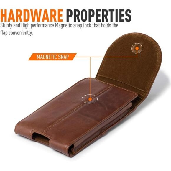 Genuine Leather Cell Phone Holster Case with Belt Clip Belt Loop Fits for iPhone - Picture 3 of 7